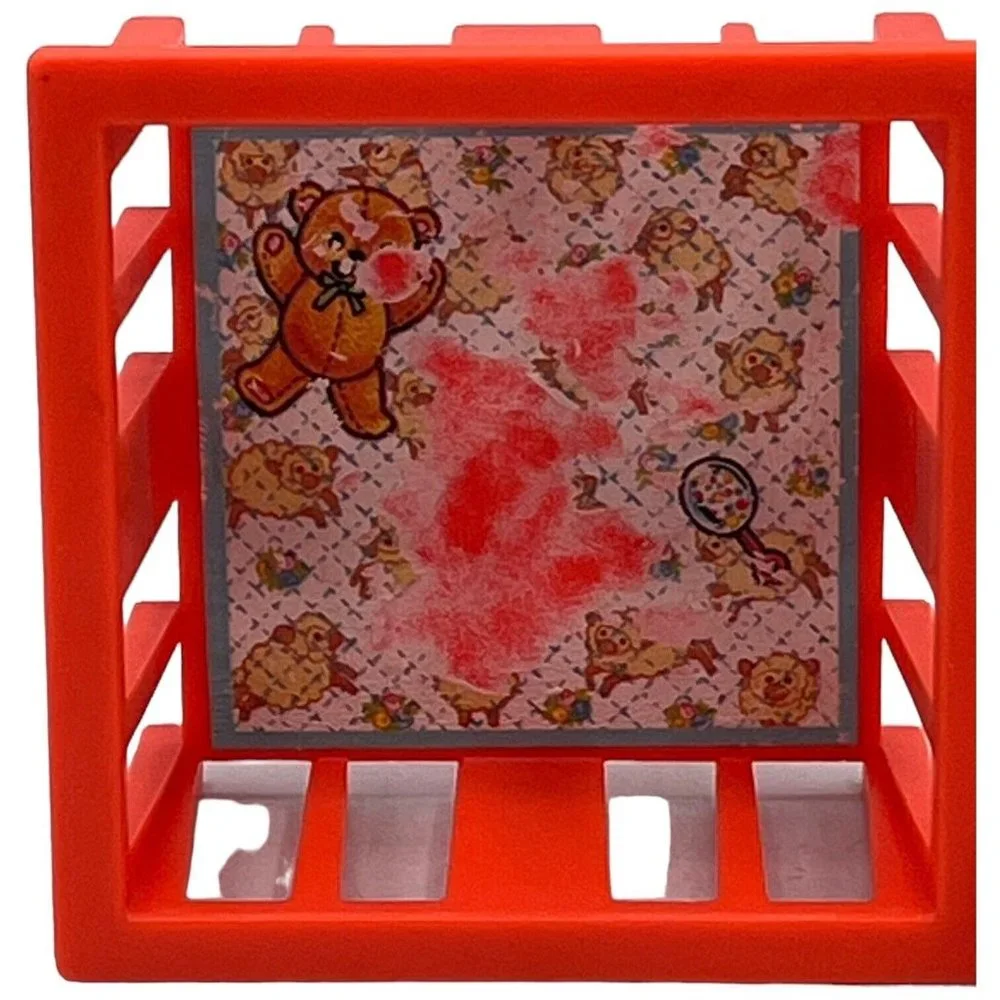 VTG Fisher Price Little People NURSERY PLAYPEN CRIB STROLLER Orange 2 Pcs 1972 - Picture 2 of 5